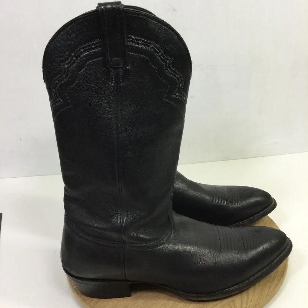 Nocona Mens Leather Western Cowboy Boots Pull-On Mid-Calf Black Size 12D